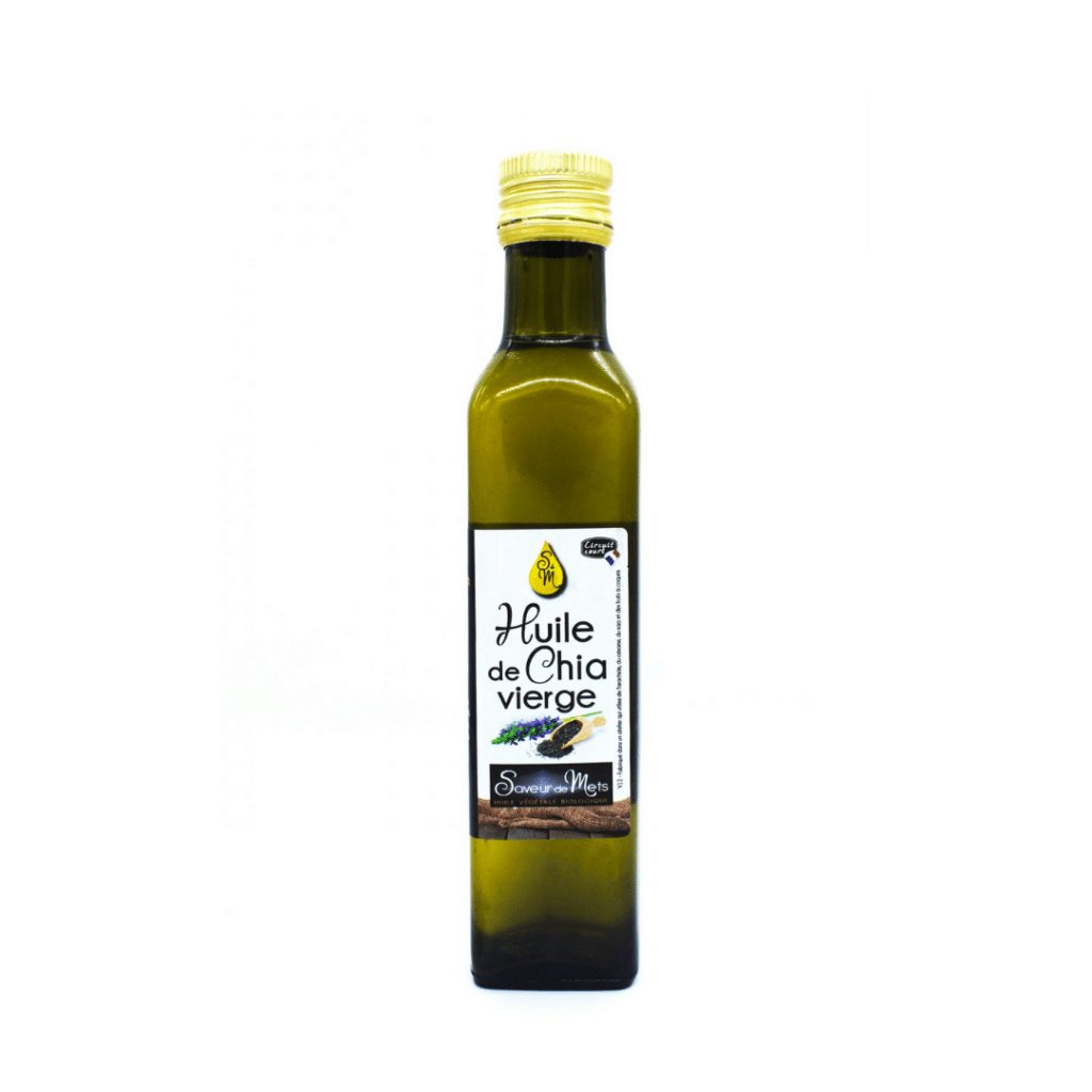 Une bouteille d'huile d'olive Huile Vierge 25 cl sur fond blanc.
