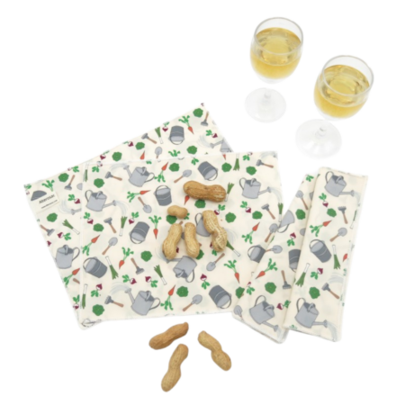Serviette apéro en coton bio avec étiquette brodée
