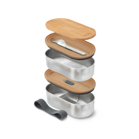 Lunch box bento 2 étages en acier inoxydable personnalisable – vue 2
