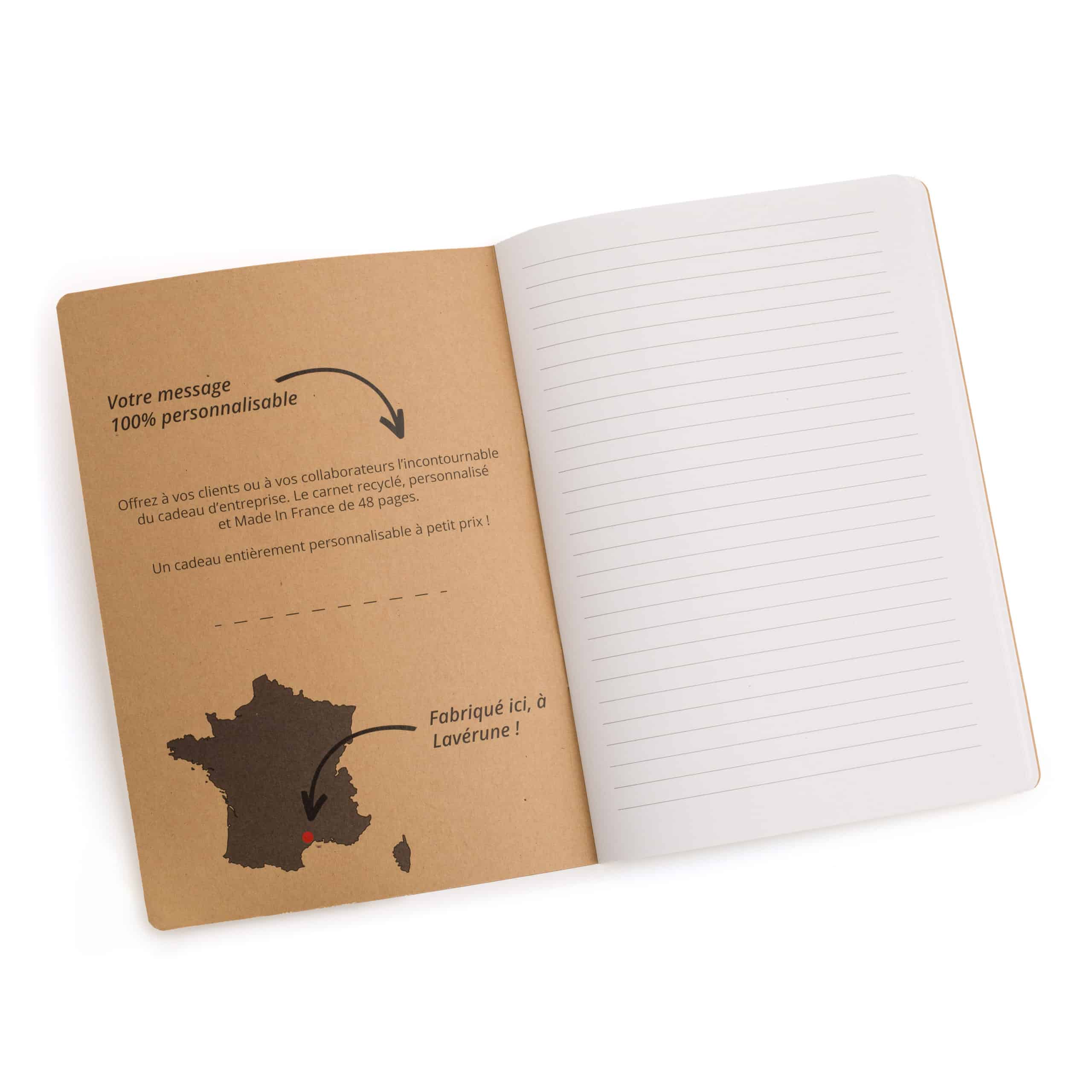 carnet de note personnalisable en Kraft, fabrication française