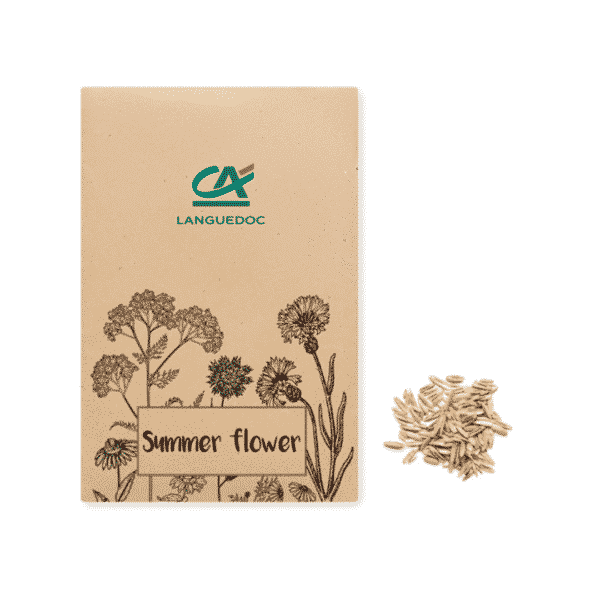 pochette kraft cadeau personnalisable avec des graine de fleurs d'été