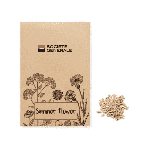 pochette kraft cadeau personnalisable avec des graine de fleurs d'été