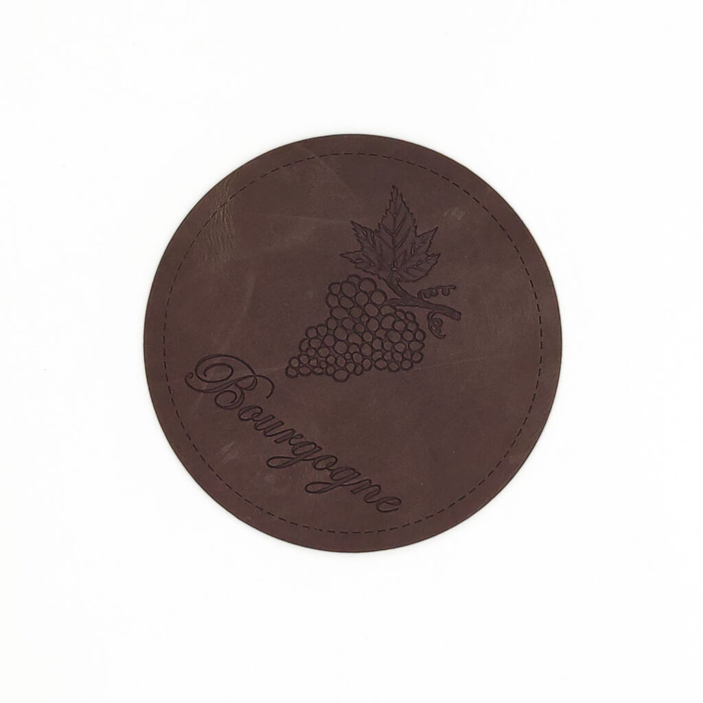 Sous verre en cuir recyclé, fabrication française