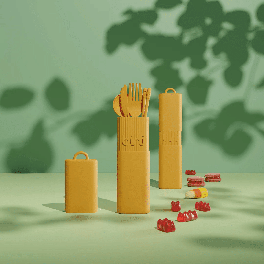 cadeau entreprise original couvert personnalisé bini fabriqués en france couleur moutarde