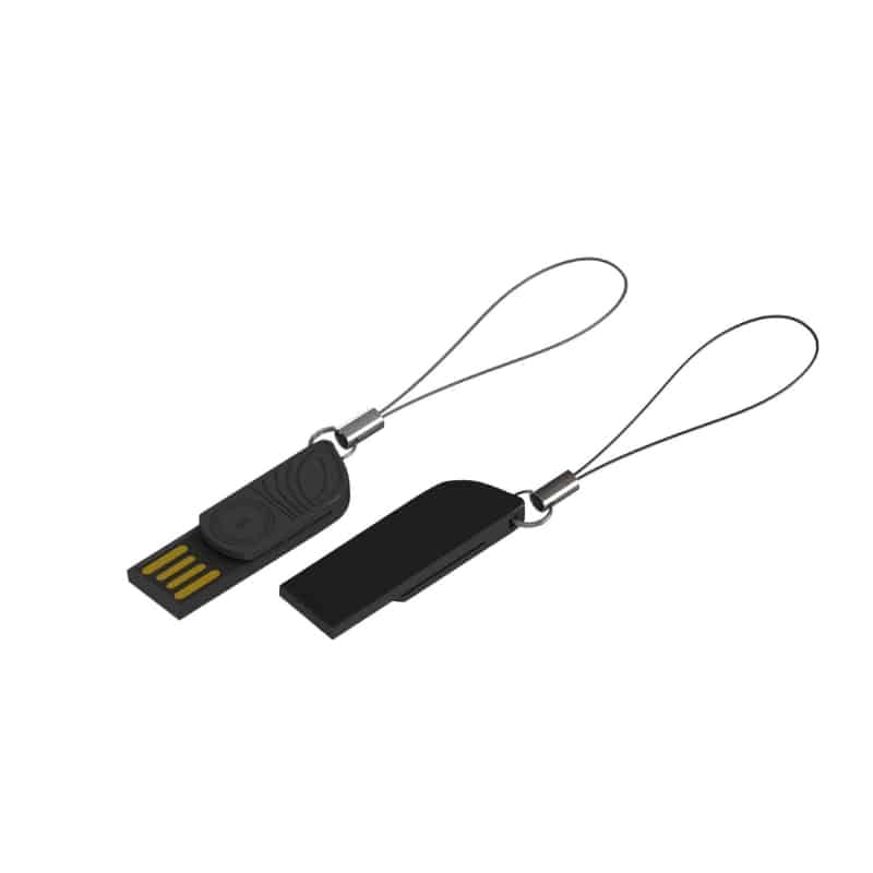 Une Key Pop noire avec une attache. (clés USB biodégradables et françaises)