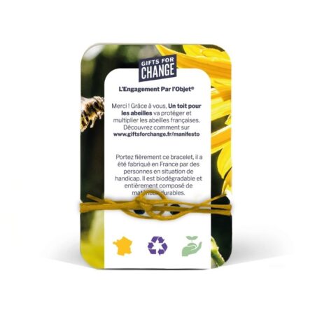 Bracelet Manifesto Abeilles en bois personnalisable et français – vue 2