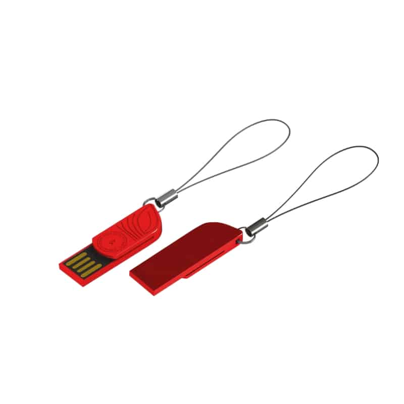 Une Key Pop rouge avec un cordon attaché.