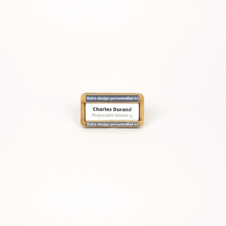 Badge rectangle en bois et français – vue 2