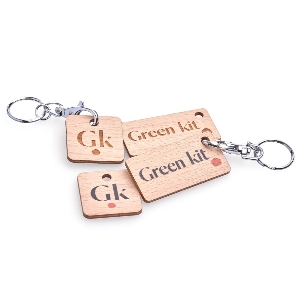 Porte clés simple en bois, personnalisable avec logo ou texte, fabriqué en france, disponible en deux formats, rond et carré