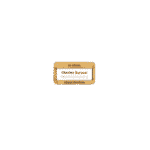 Un badge rectangle doré en bois et français avec le nom de Charlie Burnett.