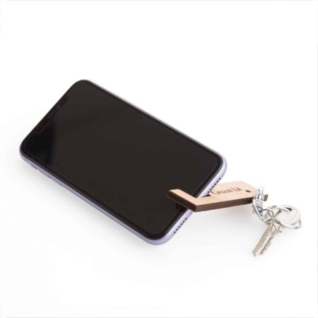 Porte-clé bois support de téléphone personnalisable