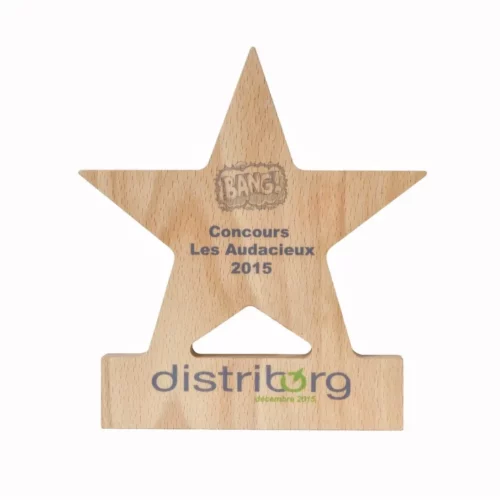 Trophée en bois personnalisable - Forme Étoile