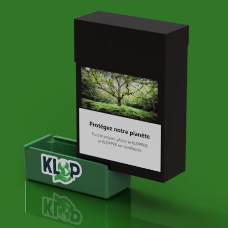 cendrier de poche vert avec paquet