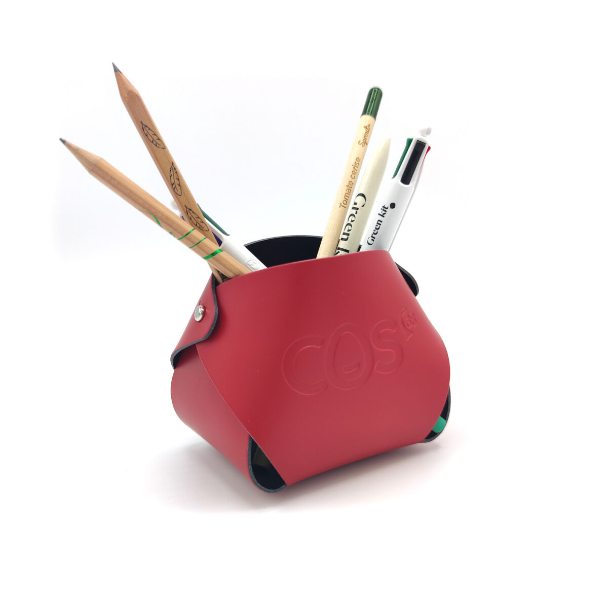 Pot à crayons en fibres de cuir recyclées, personnalisable par embossage