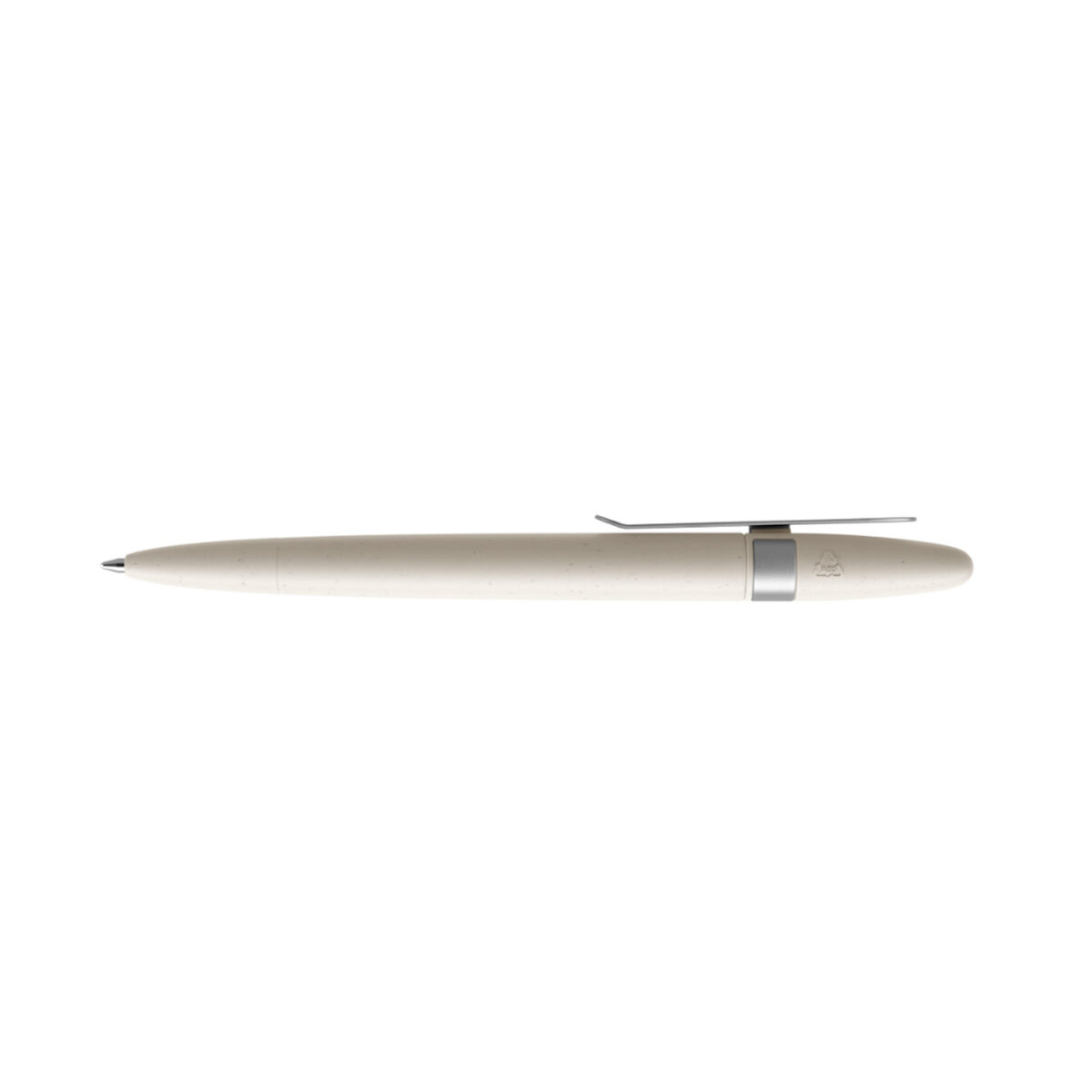 Stylo à bille à <strong data-start="263" data-end="283">système pivotant</strong>, corps en <strong data-start="294" data-end="319">plastique ABS recyclé</strong> (100 % pour les versions noire et blanche, 50 % pour les autres couleurs), agrafe en métal. Existe en version <strong data-start="430" data-end="439">Shell</strong> avec <strong data-start="445" data-end="477">30 % de coquillages recyclés</strong>. Dimensions 14,3 × 1,5 cm, poids 0,015 kg. Personnalisation par <strong data-start="542" data-end="572">sérigraphie 1 à 4 couleurs</strong>, zone de marquage 10 × 25 mm.