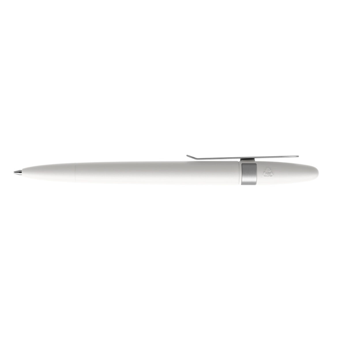 Stylo à bille à <strong data-start="263" data-end="283">système pivotant</strong>, corps en <strong data-start="294" data-end="319">plastique ABS recyclé</strong> (100 % pour les versions noire et blanche, 50 % pour les autres couleurs), agrafe en métal. Existe en version <strong data-start="430" data-end="439">Shell</strong> avec <strong data-start="445" data-end="477">30 % de coquillages recyclés</strong>. Dimensions 14,3 × 1,5 cm, poids 0,015 kg. Personnalisation par <strong data-start="542" data-end="572">sérigraphie 1 à 4 couleurs</strong>, zone de marquage 10 × 25 mm.