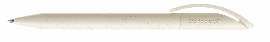 <strong data-start="290" data-end="320">Stylo haut de gamme suisse</strong> en plastique biosourcé PLA, dimensions 13,8 x 1 cm, poids 9,7 g. Personnalisation en sérigraphie jusqu’à 4 couleurs, zones de marquage de 50 x 30 mm à 10 x 30 mm. Corps marqué "Biotic Pens", fabrication 100 % suisse.