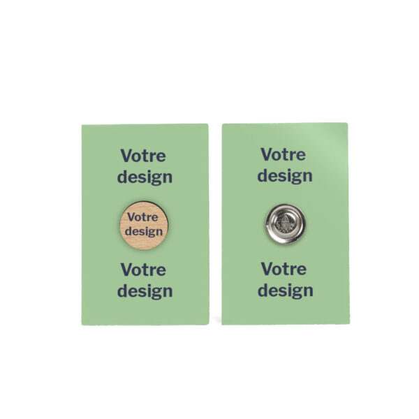 Badge rond en bois avec aimant
