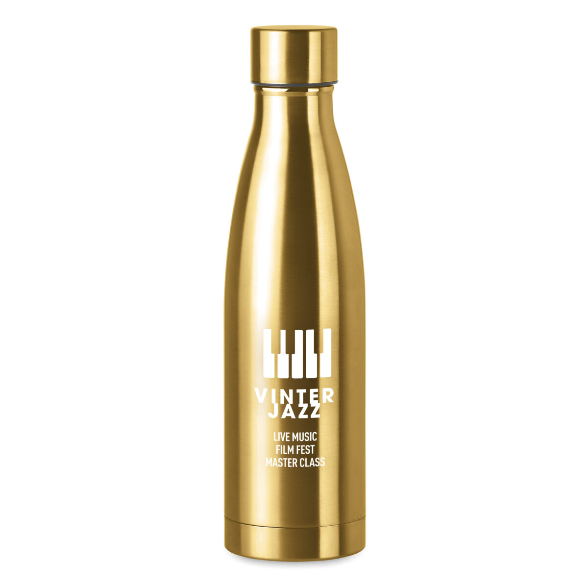 Gourde Isotherme en Acier Inoxydable 500ml Gourde en acier inoxydable. Contenance : 500 ml. Dimensions : 7 x 25,5 cm. Poids : 253 g. Personnalisation : impression numérique (quadri), sérigraphie circulaire (1 couleur), gravure laser 360°, gravure laser. Zones de marquage : 110 x 220 mm, 90 x 200 mm, 110 x 222 mm, 60 x 30 mm. Couleur : Noir, Argent, Or mat, Bleu, Rouge, Blanc, Vert, Orange. Origine : Hors-Europe.