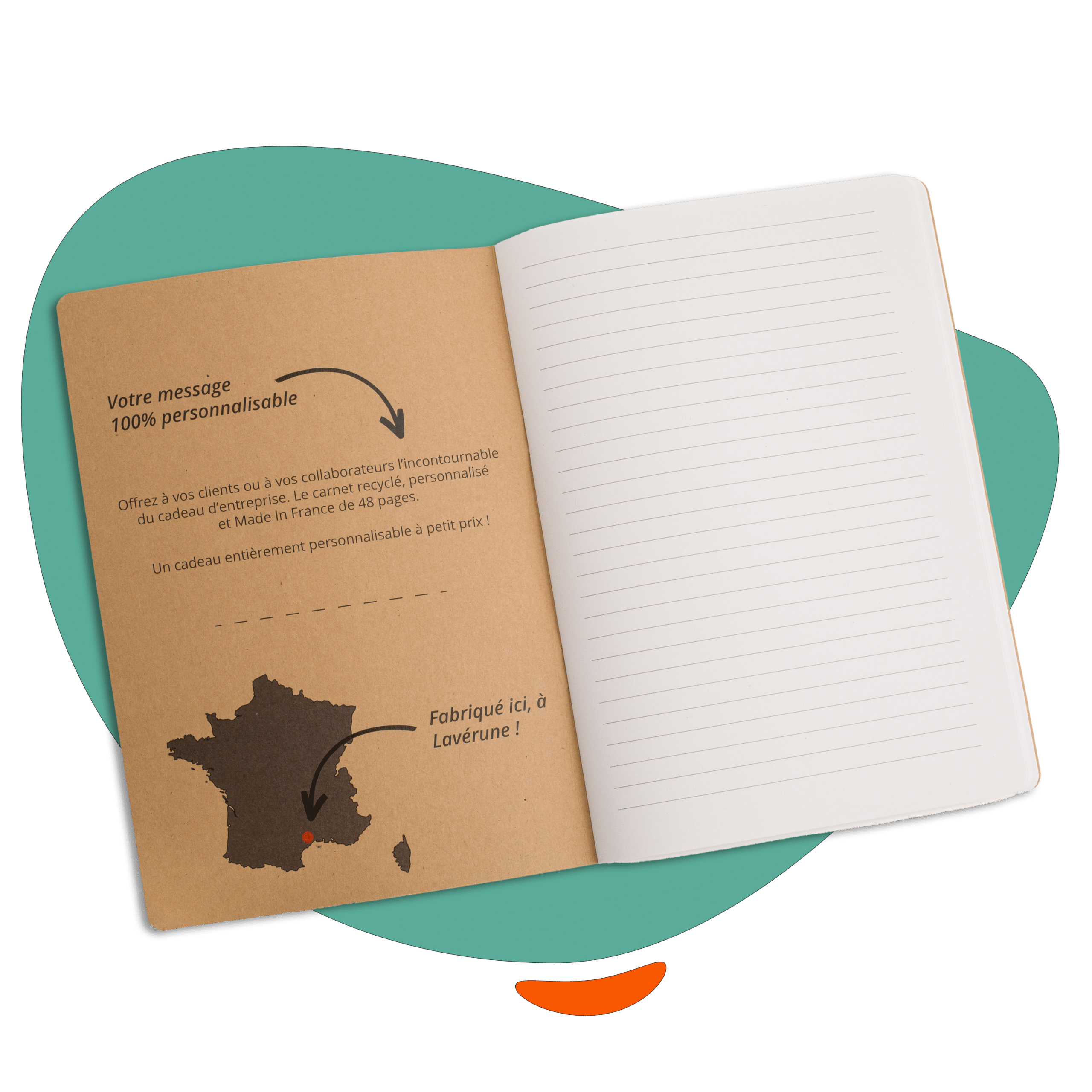 Un carnet de notes français avec une carte de la France.