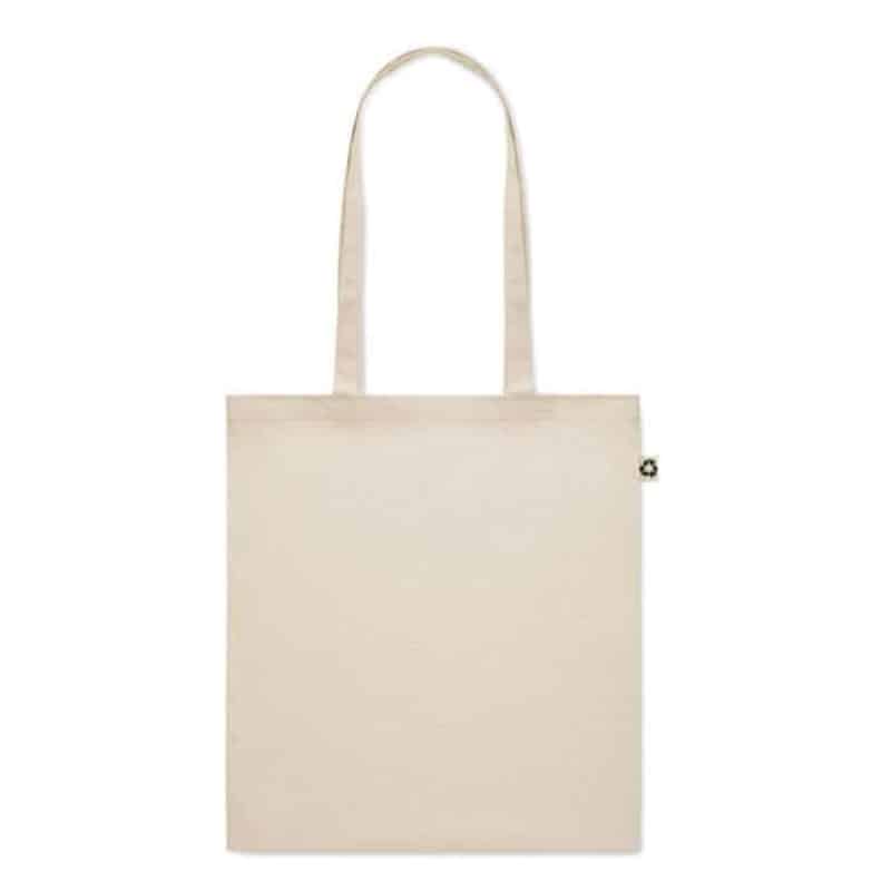 Un Tote Bag en Coton Recyclé - Naturel sur fond blanc.