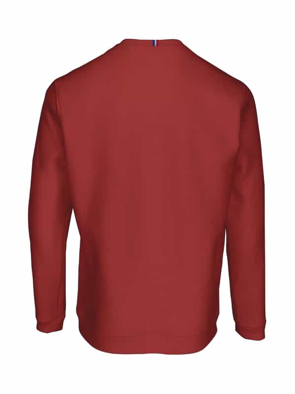 Description : Vue arrière d'un Sweat-shirt Français en Coton Biologique rouge.