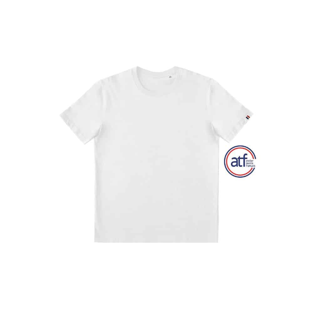 T-shirt coloré français personnalisable en coton bio – Unisexe Blanc