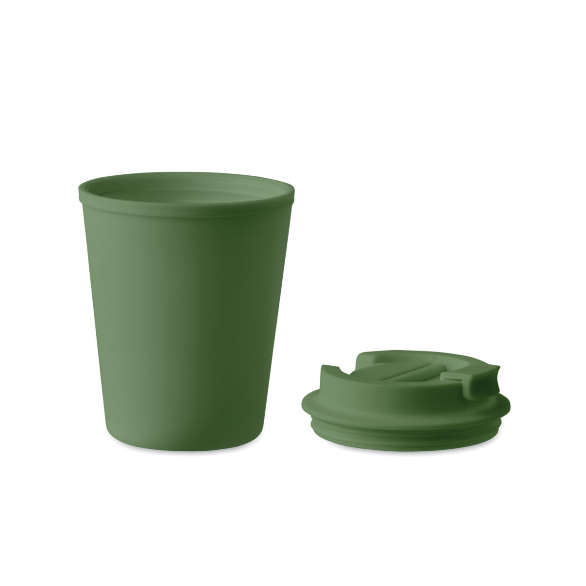 Mug Isotherme à Couvercle en PP Recyclé <strong data-start="209" data-end="229">Mug double paroi</strong> en polypropylène de 300 ml, dimensions Ø9 x 12 cm, poids 9,9 g. Compatible micro-ondes et lave-vaisselle. Personnalisation par tampographie 1 à 4 couleurs (30 x 40 mm) ou sérigraphie circulaire (50 x 220 mm).