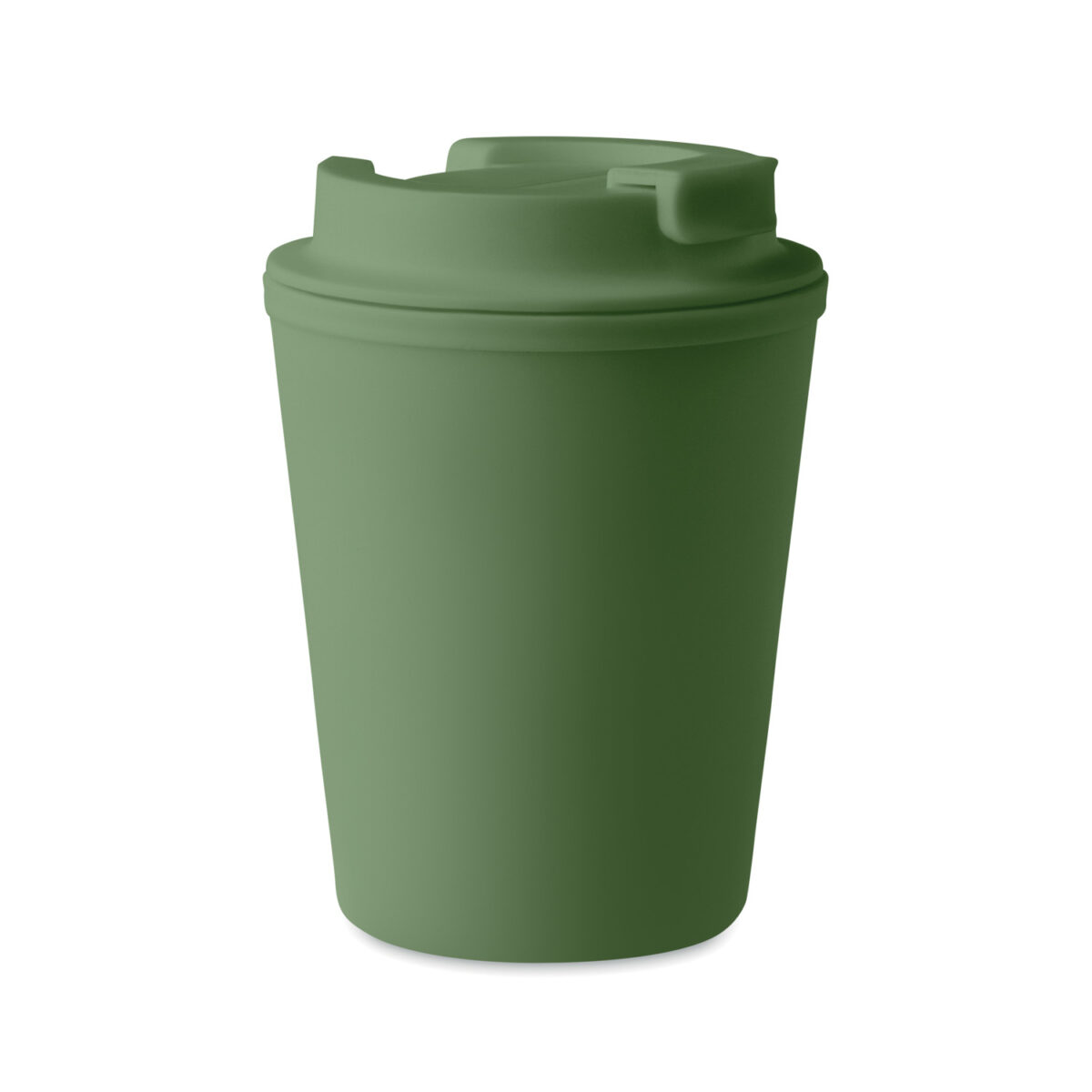Mug Isotherme à Couvercle en PP Recyclé <strong data-start="209" data-end="229">Mug double paroi</strong> en polypropylène de 300 ml, dimensions Ø9 x 12 cm, poids 9,9 g. Compatible micro-ondes et lave-vaisselle. Personnalisation par tampographie 1 à 4 couleurs (30 x 40 mm) ou sérigraphie circulaire (50 x 220 mm).