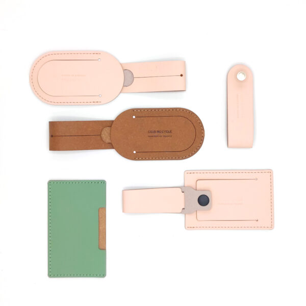 Porte étiquette à bagage en cuir recyclé, fabrication française