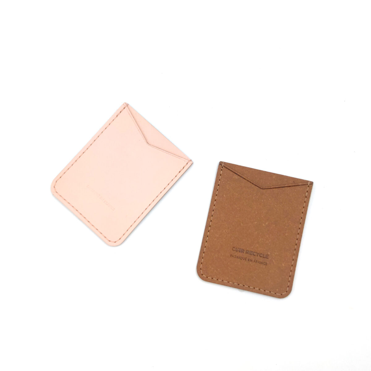 Porte carte adhésif au smartphone en cuir recyclé, fabriqué en France