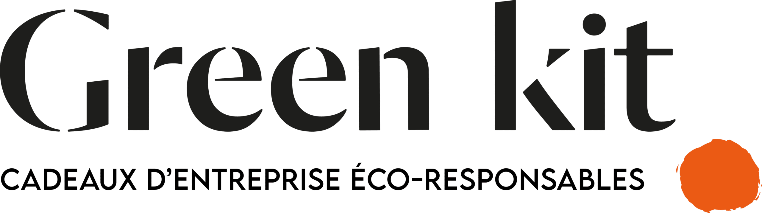 logo greenkit noir avec baseline et texte, une entreprise de cadeaux d'entreprise écologiques