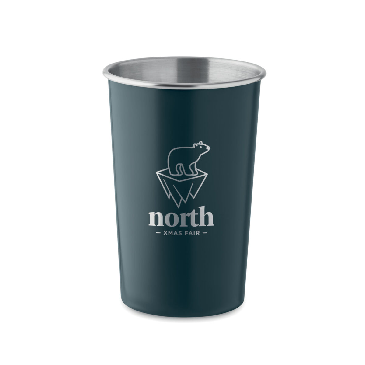 Gobelet réutilisable en acier inoxydable Gobelet 350 ml en <strong data-start="313" data-end="348">acier inoxydable recyclé (90 %)</strong>, dimensions Ø7,5 × 10,5 cm, poids 0,07 kg. Personnalisable par <strong data-start="412" data-end="429">gravure laser</strong> ou <strong data-start="433" data-end="459">sérigraphie circulaire</strong>. Trois zones de marquage disponibles.