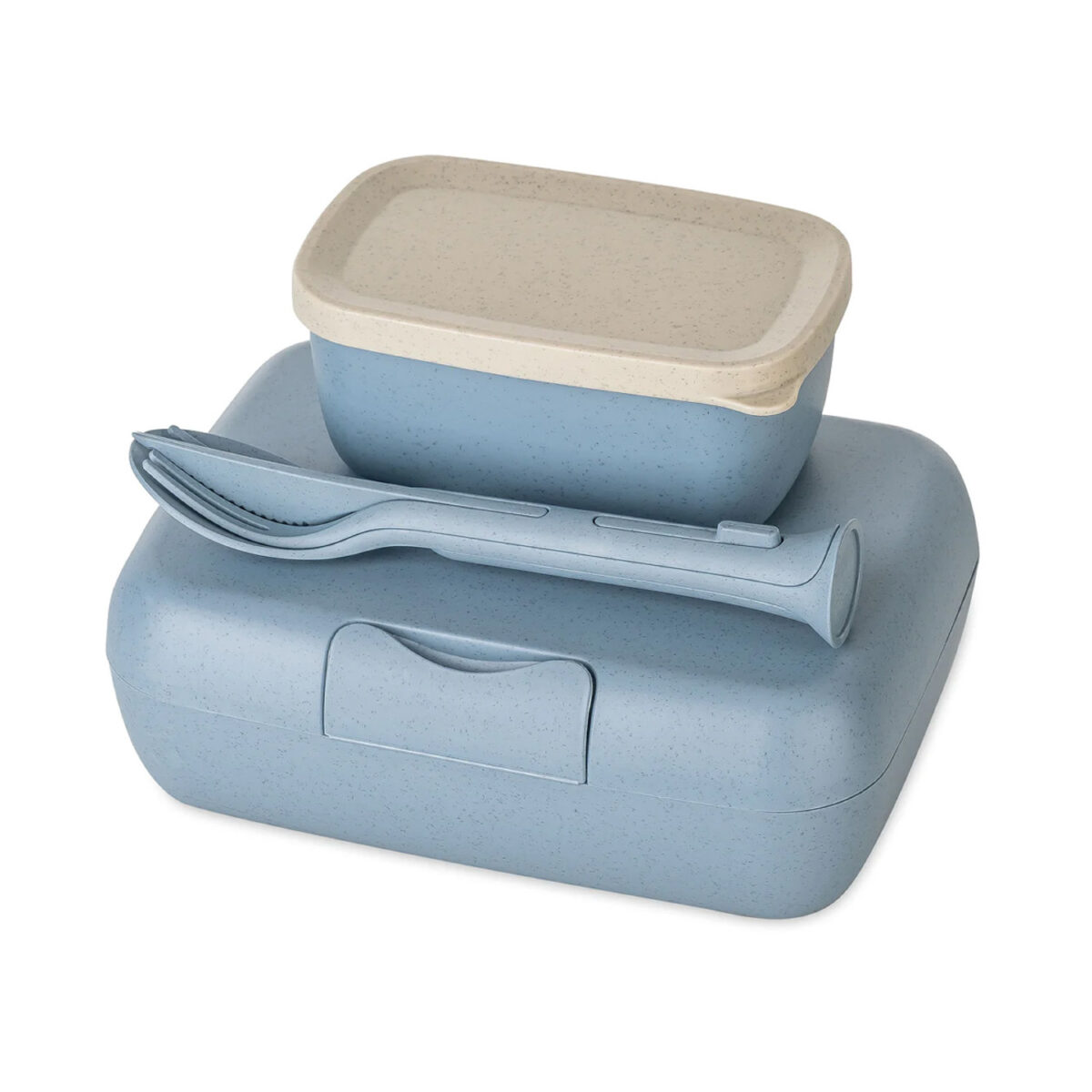 coffret lunch écologique pratique pour déjeuner sain sur le pouce Notre Coffret Lunch est la solution parfaite pour ceux qui cherchent à allier praticité et respect de l'environnement dans leurs repas quotidiens. Incluant un set de couverts et des boîtes de différentes tailles, ce coffret vous assure un déjeuner sain et organisé, où que vous soyez.