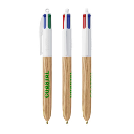 Stylo à Bille Bic - 4 Couleurs Style Bois