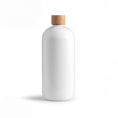 Bouteille blanche avec bouchon en bois française – vue 2