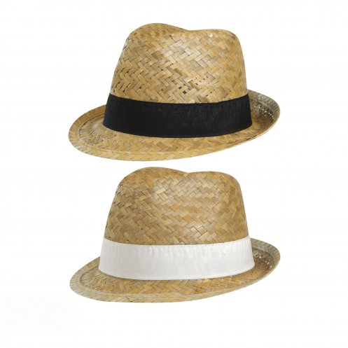 GK20831 - Chapeau de paille Fedoras - noir & blanc