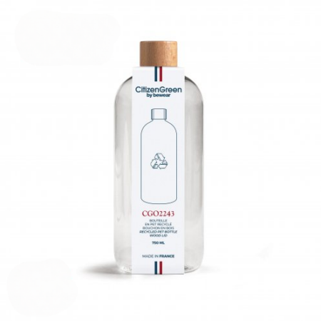 Bouteille transparente avec bouchon en bois française