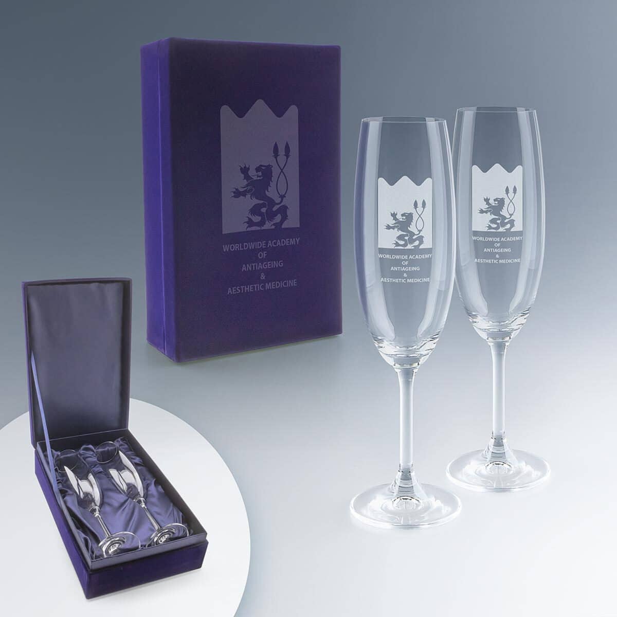 Lot de flutes à champagne personnalisables avec coffret personnalisable Greenkit - cadeaux d'entreprise et goodies écoresponsables