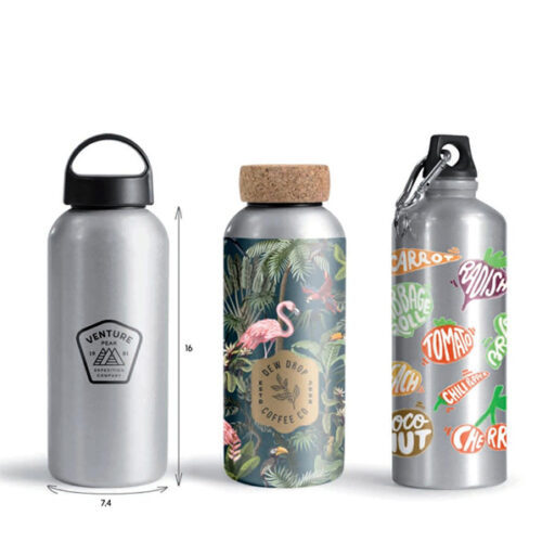Gourde en aluminium personnalisable 600ml avec bouchon au choix – vue 2