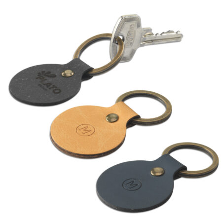 Porte-clé rond personnalisable en cuir recyclé