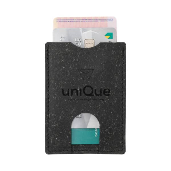 GK20893 porte-carte cuir recyclé aimanté noir, personnalisable avec une gravure laser