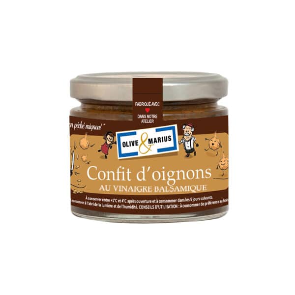 Confit d’oignons au vinaigre balsamique artisanal, parfait pour accompagner viandes et fromages