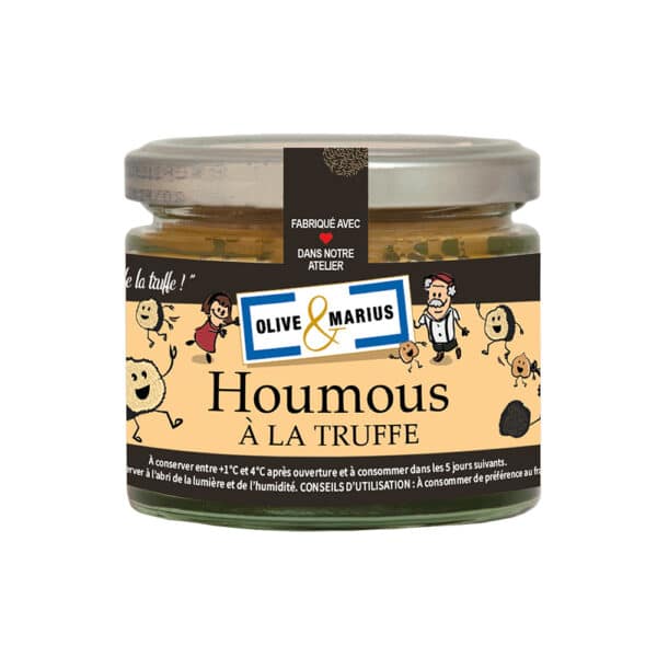 Houmous à la truffe d'été artisanal, mélange raffiné de pois chiches et de champignons