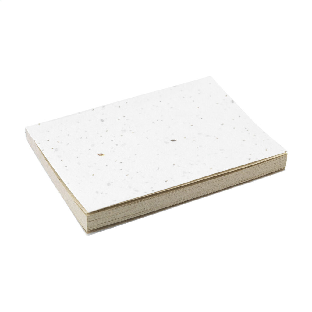 Bloc-notes avec couverture en papier à planter et 50 notes autocollantes en papier à base d'herbe, couleur neutre