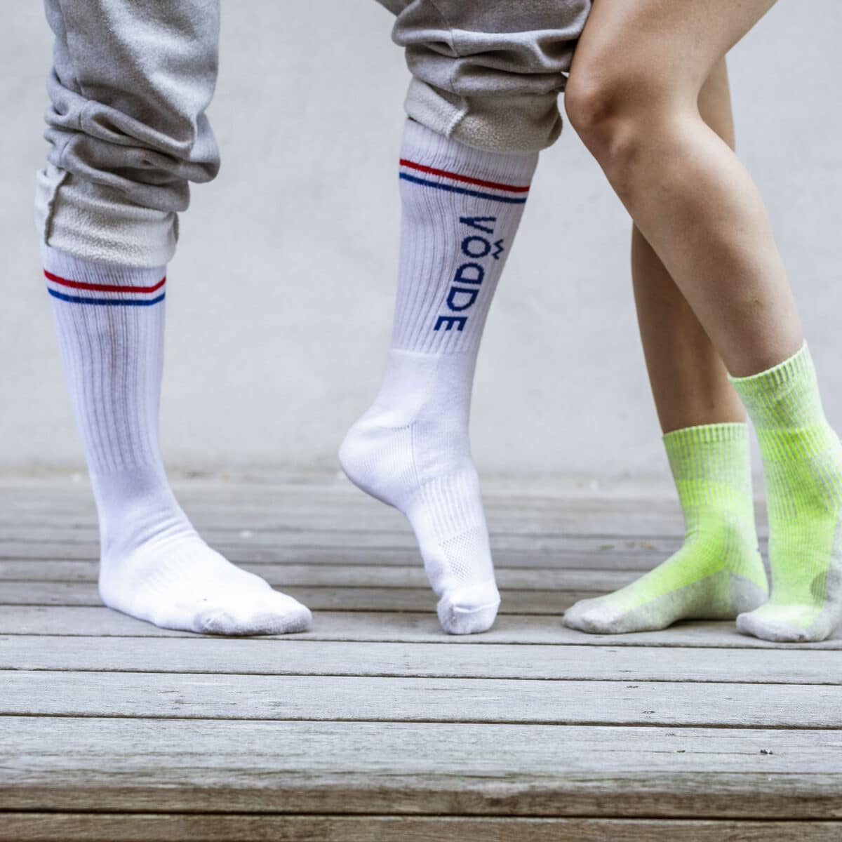 Chaussettes en coton recyclé, personnalisables avec impression numérique, fabriquées à partir de chutes de tissu