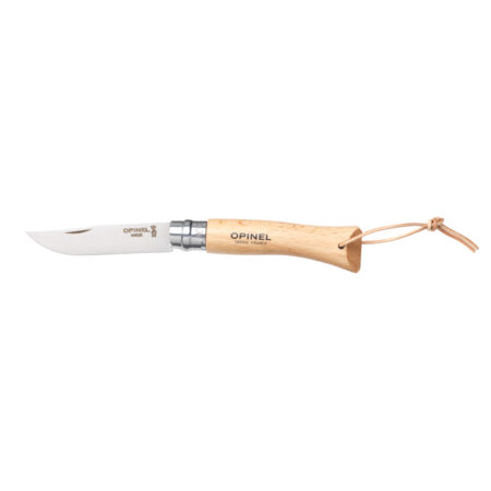 Couteau de poche Opinel Inox N°07 avec cordon en cuir – personnalisable