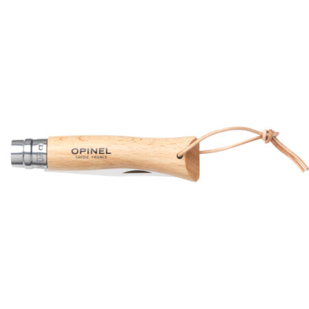 Couteau de poche Opinel Inox N°07 avec cordon en cuir – personnalisable – vue 2