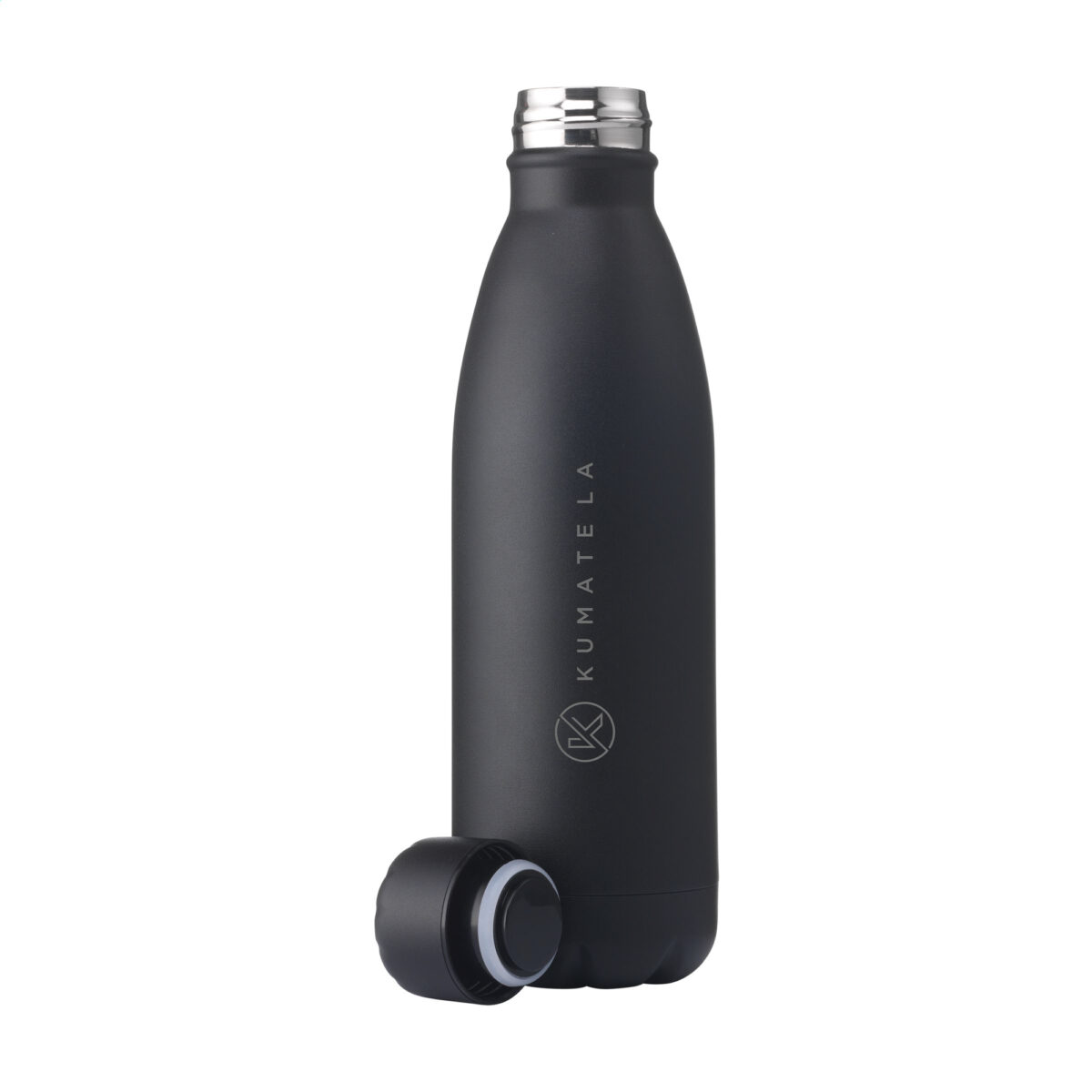 gourde isotherme,gourde en acier inoxydable recyclé <strong>Gourde isotherme en acier inoxydable recyclé</strong>, idéale pour conserver les boissons chaudes et froides. <strong>Personnalisation par gravure laser ou impression numérique</strong> sur différentes zones de marquage. <strong>Dimensions : 7 x 26 cm</strong> – <strong>Poids : 285g</strong> – <strong>Contenance : 500 ml</strong>.