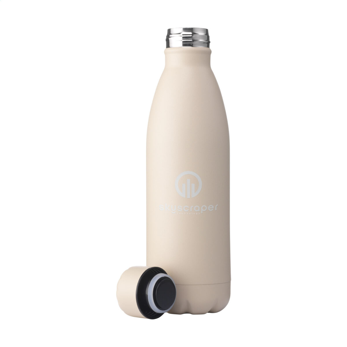 gourde isotherme,gourde en acier inoxydable recyclé <strong>Gourde isotherme en acier inoxydable recyclé</strong>, idéale pour conserver les boissons chaudes et froides. <strong>Personnalisation par gravure laser ou impression numérique</strong> sur différentes zones de marquage. <strong>Dimensions : 7 x 26 cm</strong> – <strong>Poids : 285g</strong> – <strong>Contenance : 500 ml</strong>.